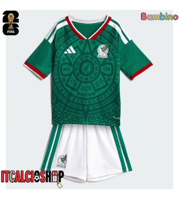 Messico Prima Maglia Bambino Mondiali 2026 Manica Corta (+ Pantaloni corti)